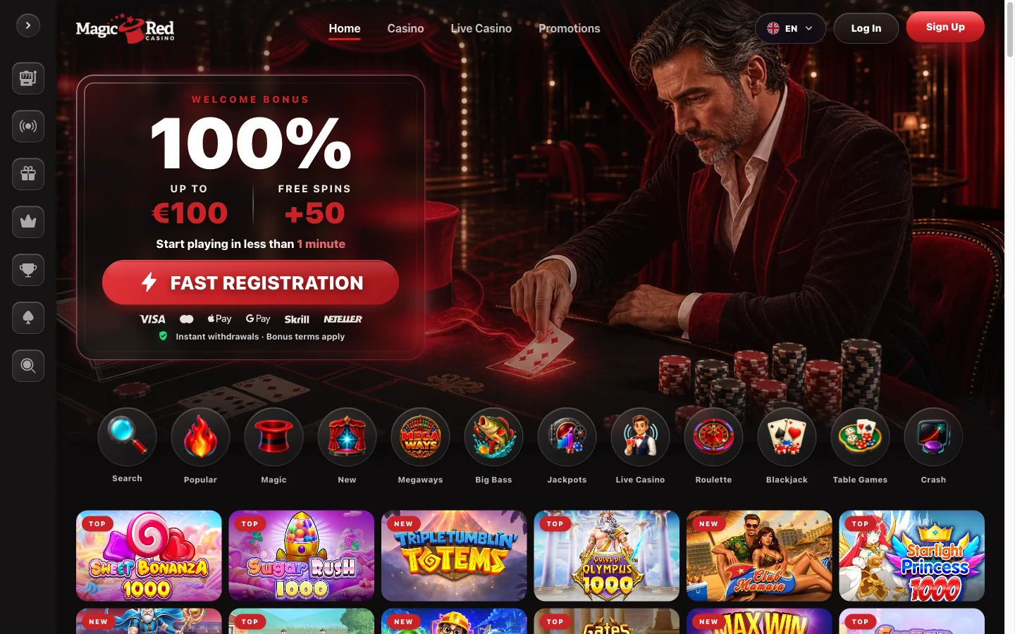 Magic Red Casino welcome bonus on the Canada home page